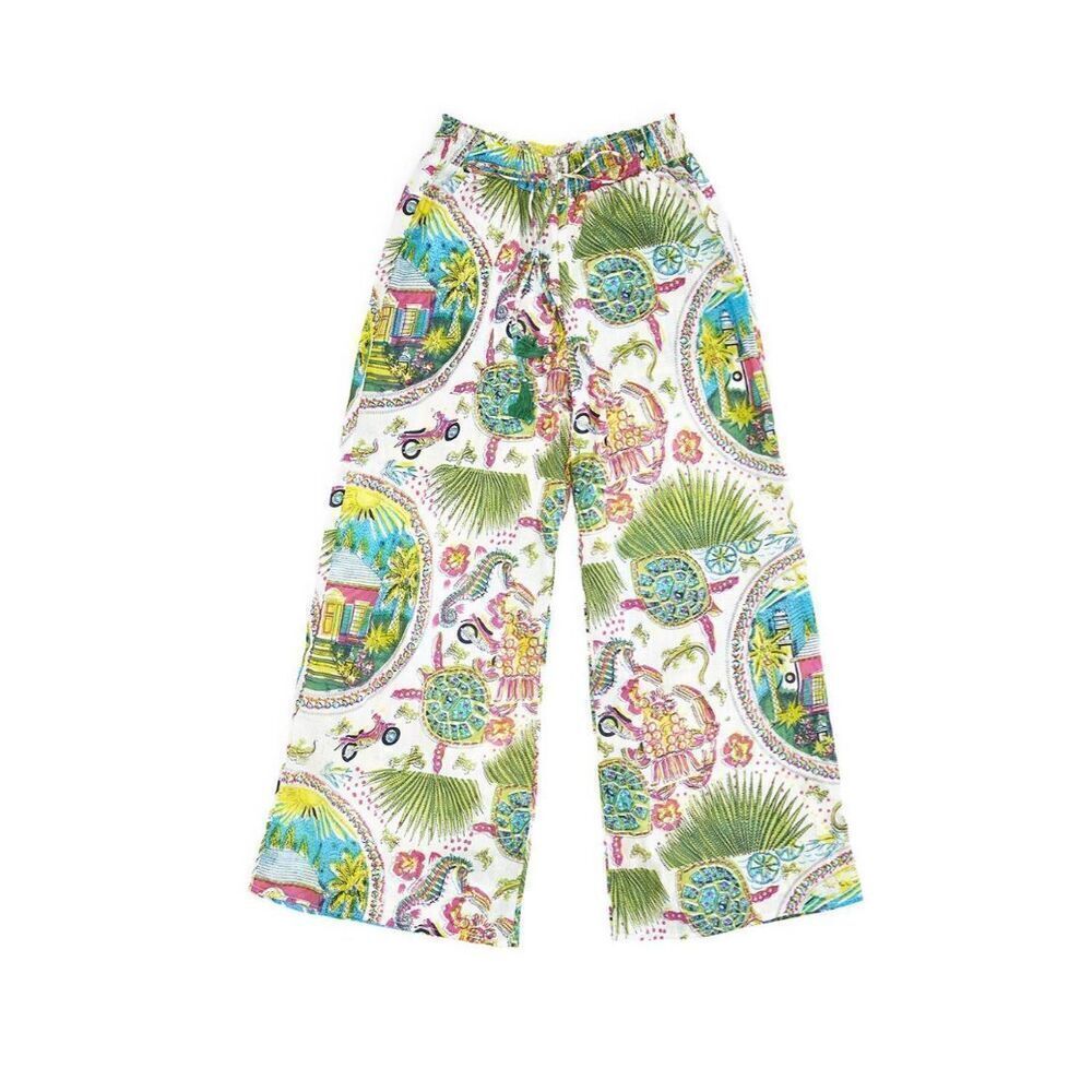 Two's Company Hampton Beach Drawstring Wide Leg Pants Women's Size Small/Medium